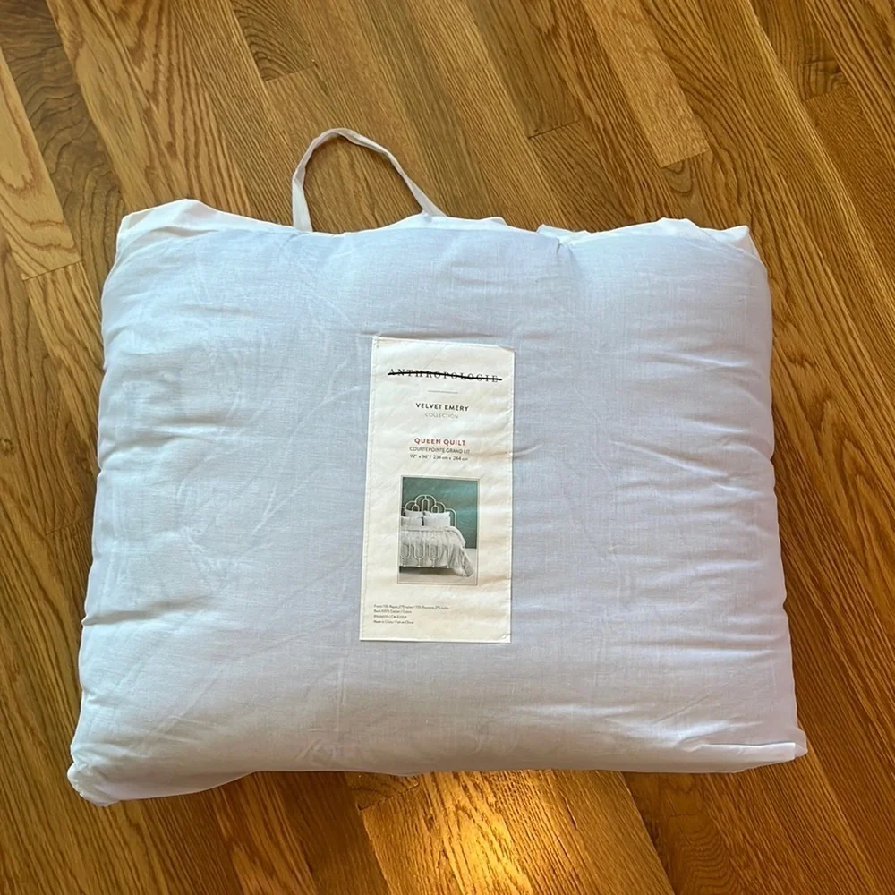 Anthropologie Velvet Emery Quilt Gray Quilt Queen NWT